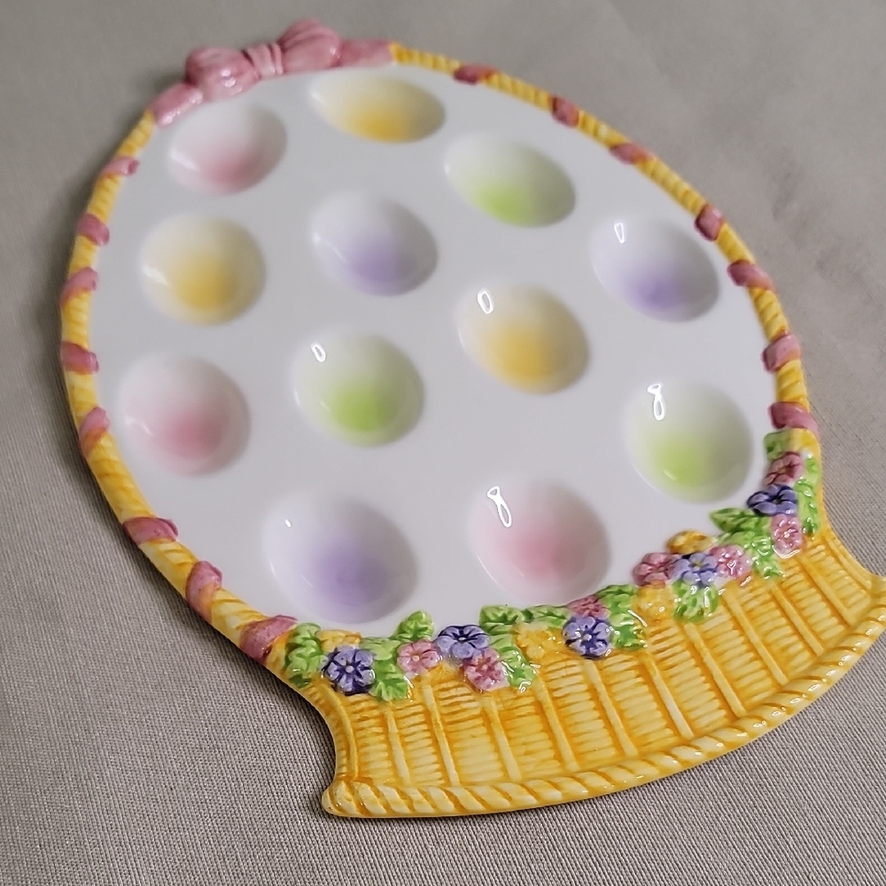 Ceramic Basket Shaped Egg Plate